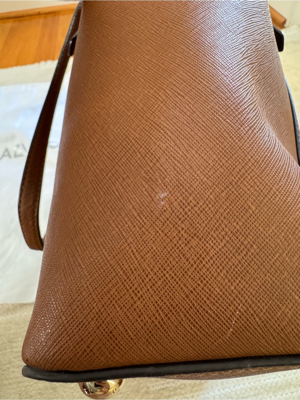 Michael Kors Caramel Brown Saffiano Tote with Gold Hardware, Authentic - Picture 12 of 12